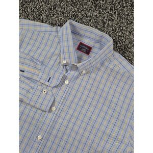 UNTUCKit Blue Check Cotton Long Sleeve Button Up Shirt‎ Mens Large Regular Fit